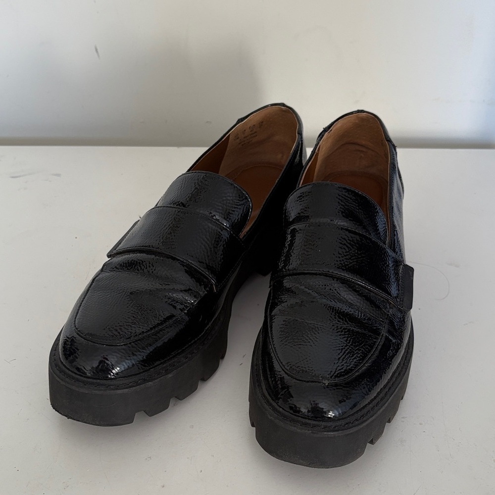 Franco Sarto Black Patent Loafers